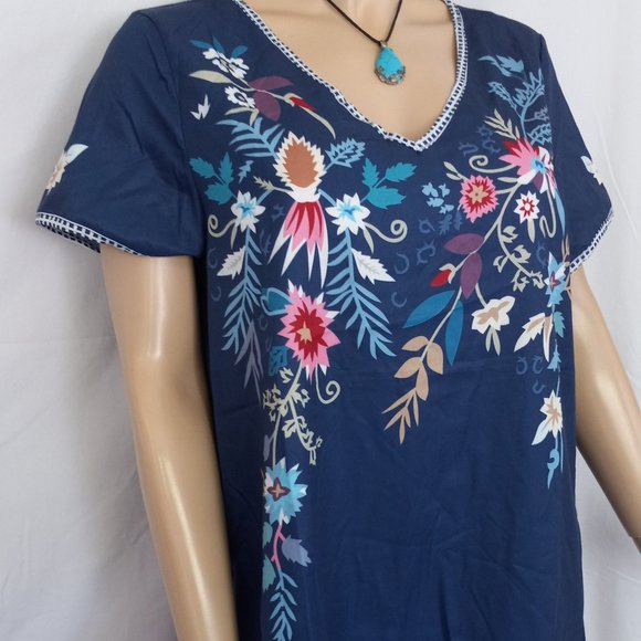 MISSLOOK Flower Print V-Neck Top Blouse Sz XL Very Cute! - Picture 5 of 8